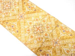 引箔　格子に華紋織り出し　袋帯